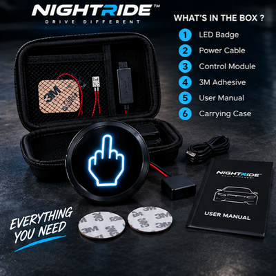 NIGHTRIDE™ – Customizable LED Badge for Cars 🚗💙