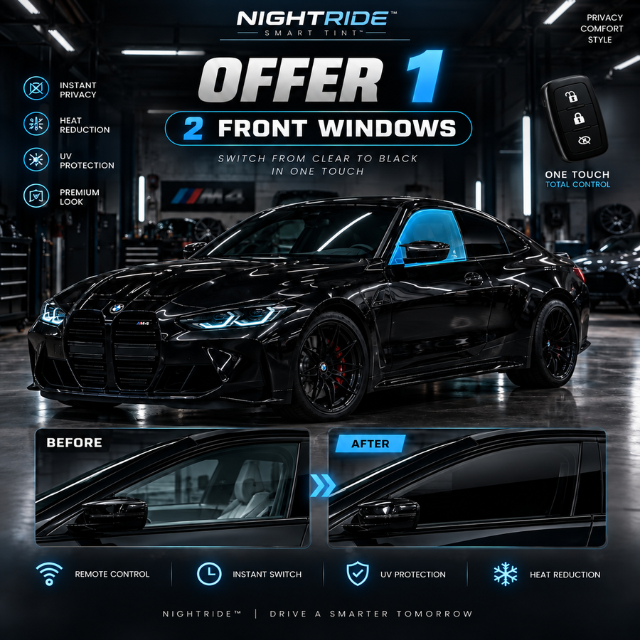 NIGHTRIDE™ Smart Tint – Switchable Privacy Window Film