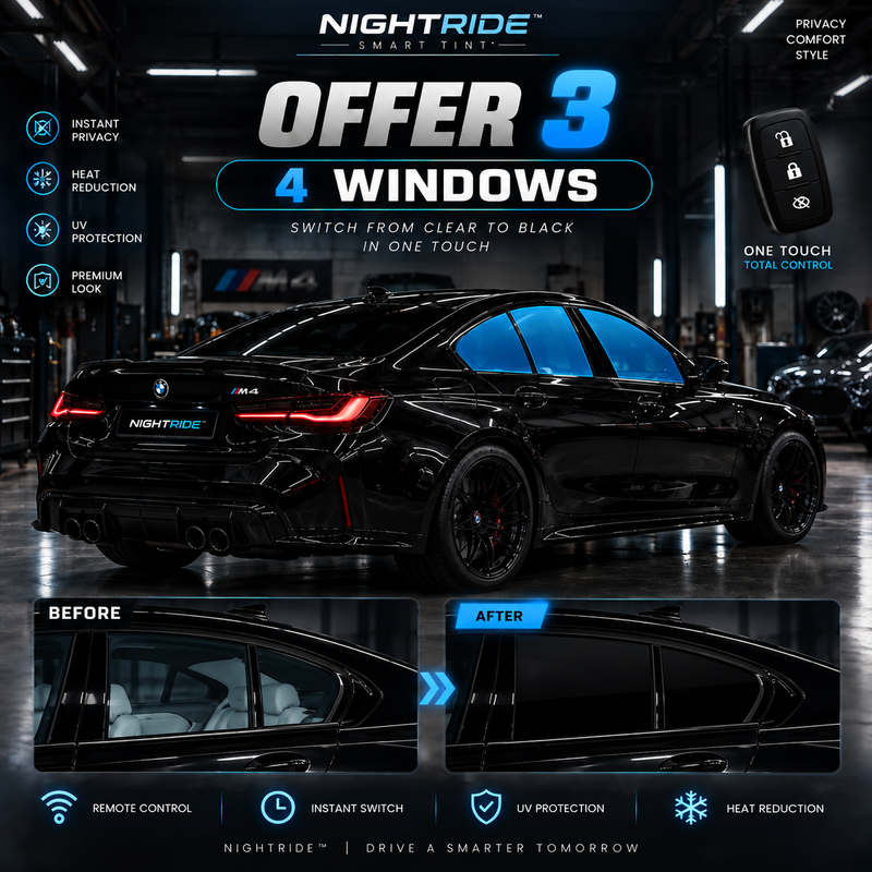 NIGHTRIDE™ Smart Tint – Switchable Privacy Window Film